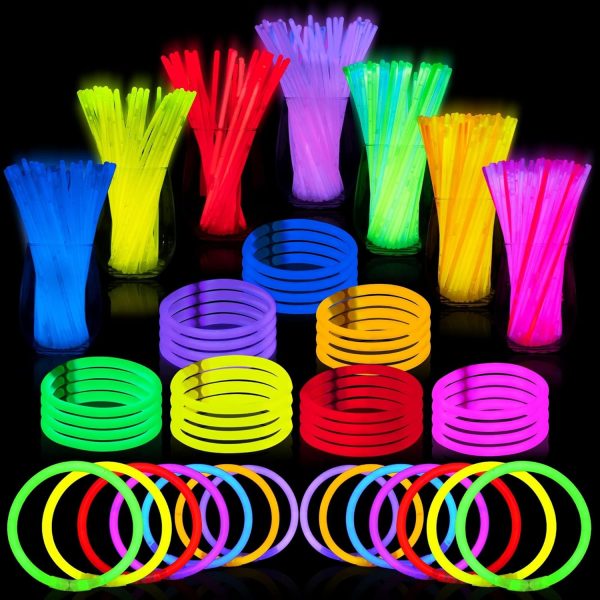 JOYIN 144 Pcs 8" Glowsticks, Halloween Supplies Pack, Bracelets Necklaces, Glow in the Dark Party