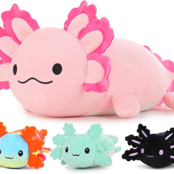 MaoGoLan Giant Axolotl Plush with 3 Babies Inside-23.5" Large