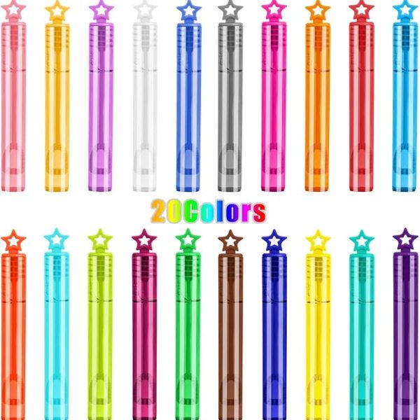 BOKABOKA 200 Pcs 20Colors Neon Mini Bubble Wands Set