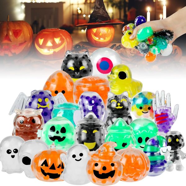 24Packs Halloween Stress Balls,Squishy Balls,Squishy Squeeze Balls Bulk Fidget Toys for Adults,Stress Relief Balls, Party Favors