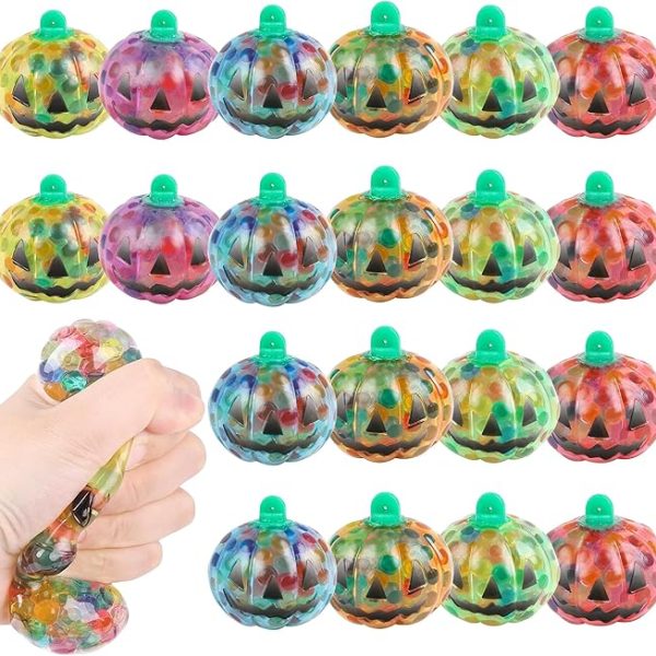 ArtCreativity Pumpkin Halloween Squeeze Toys - Set of 24 Squishy Toys - Stress Relief Squishy Toys for Kids in 6 Colors - Non-Candy Halloween Goodie Bag Stuffers - Sensory Fidget Squeeze Toys