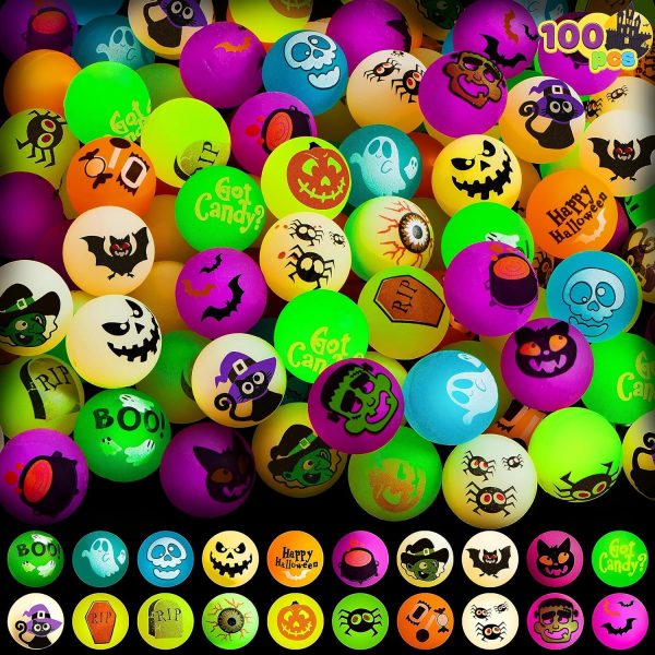 JOYIN 100 PCS Halloween Glow in The Dark Bouncing Balls