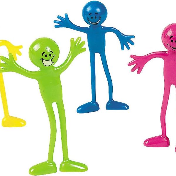 Fun Express Smile Face Bendables - Flexible & Stretchable Toy Figures for Fun Play - Great for Party Favors Stress Relief and Classroom Activities - Bright Assorted Colors 24 Pieces