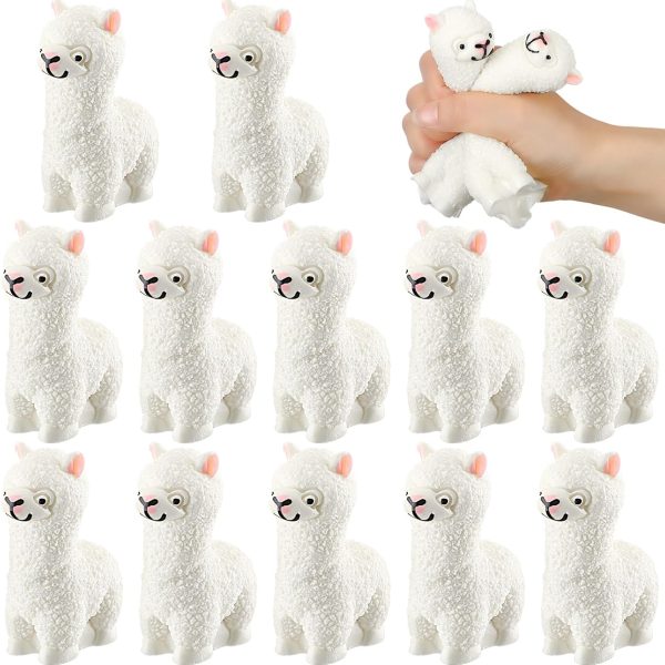Meooeck 12 Pcs Alpaca Stress Balls for Adult Mini Llama Fun Squeeze Fidget Animal Balls Cute Alpaca Party Favors for Easter Basket Stuffer Gift Birthday