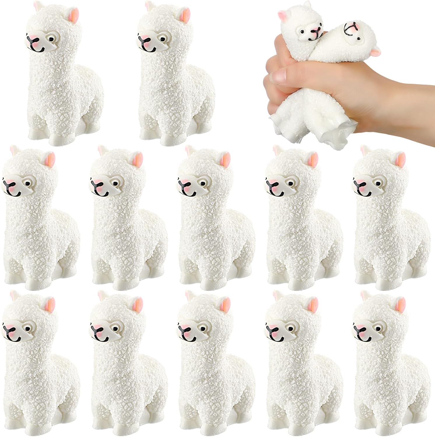 71+jzFLwBvL._AC_SL1500_ Meooeck 12 Pcs Alpaca Stress Balls for Adult Mini Llama Fun Squeeze Fidget Animal Balls Cute Alpaca Party Favors for Easter Basket Stuffer Gift Birthday