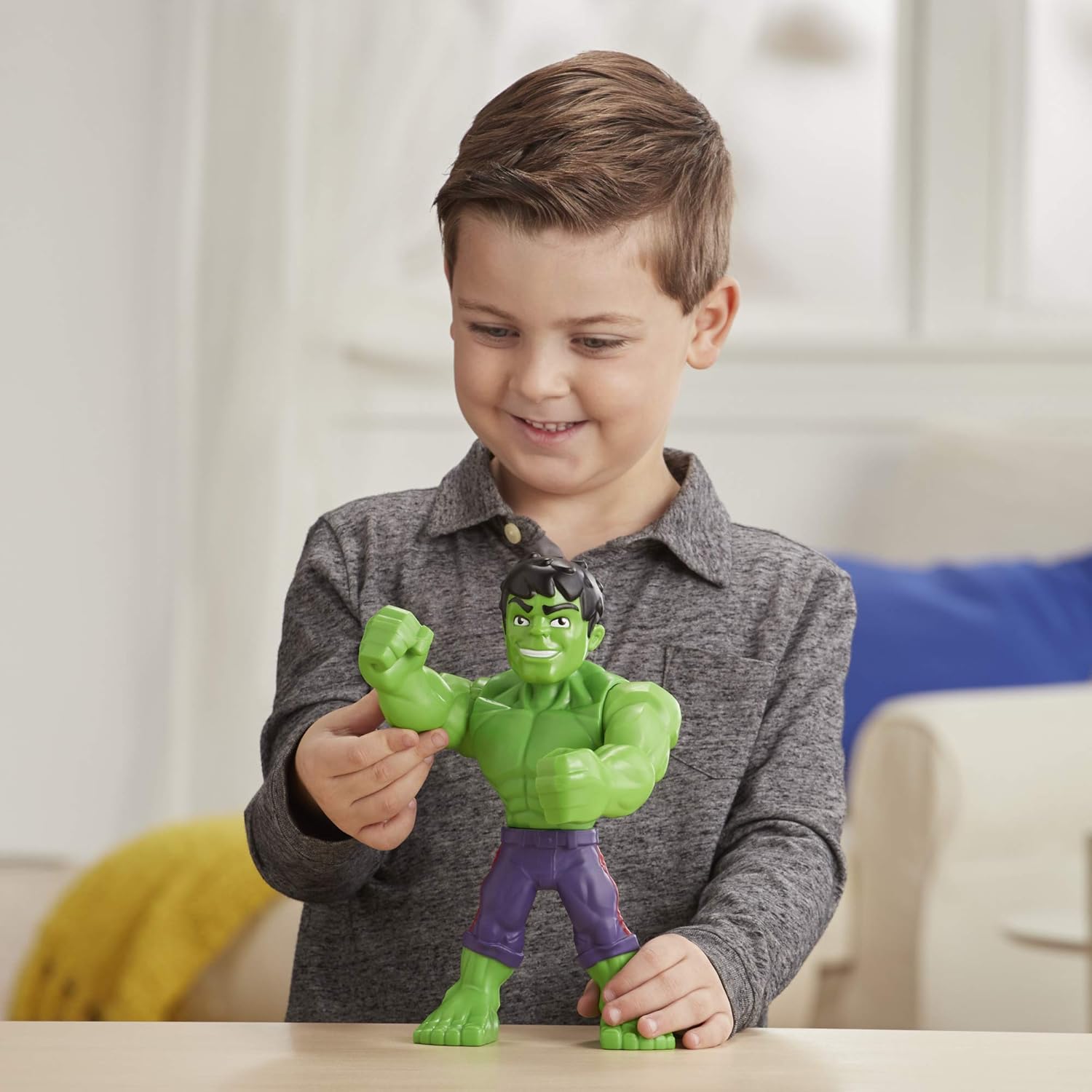 71k7yhsYptL._AC_SL1500_ Playskool Heroes Marvel Super Hero Adventures Mega Mighties Hulk Collectible 10" Action Figure, Toys for Kids Ages 3 & Up