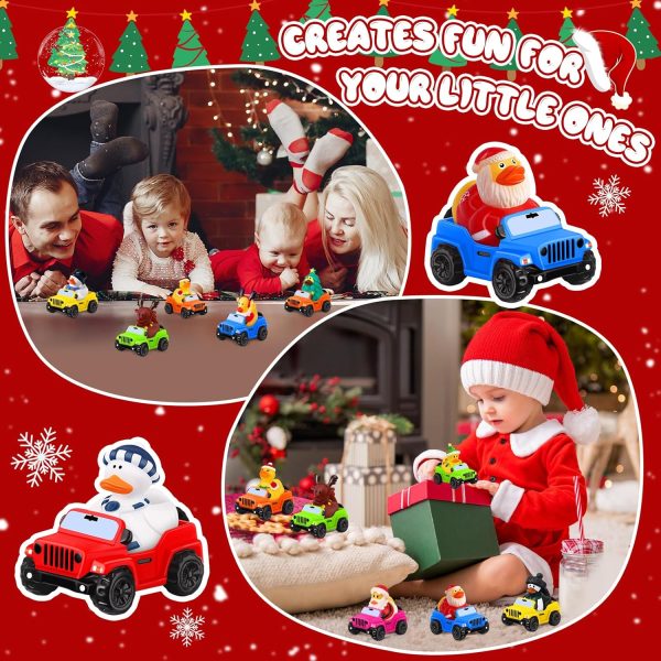 24 Pcs Christmas Rubber Ducks for Jeeps, 3.5 Inch Ducks for Ducking, Off-Road Vehicles Suitable for 2 Inch Ducks, 12 Christmas Rubber Ducks with 12 Cars
