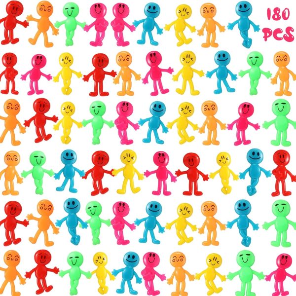 Libima 180 Pcs Stretchy Bendable Man Treasure Box Toys for Classroom Stretchable Smile Figures Assorted Color Bendable for Birthday Carnival Prizes Gift Bag