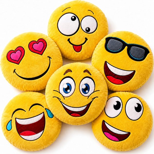 ArtCreativity 11 Inch Assorted Emoticon Pillows, Pack of 6,