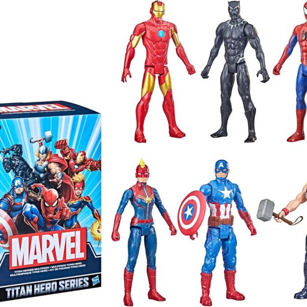 Marvel Titan Hero Series Action Figure Multipack, 6 Action Figures, 12-Inch Toys, Inspired By Marvel Comics, For Kids Ages 4 And Up (Amazon Exclusive)