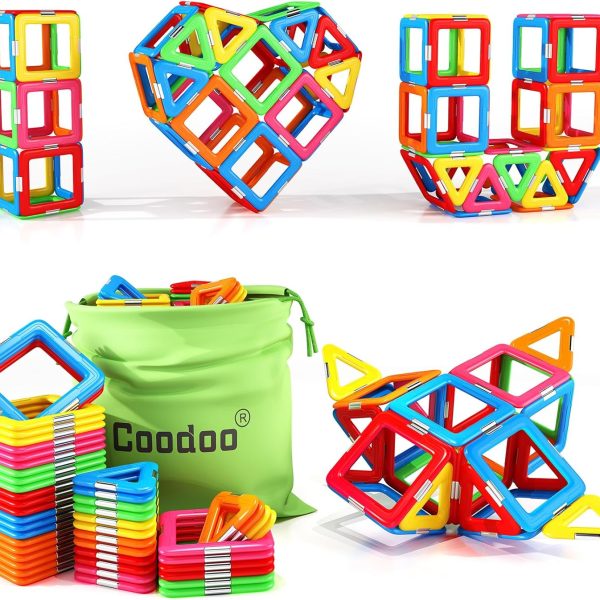 Coodoo Upgraded Magnetic Blocks Tough Tiles STEM Toys for 3+ Year Old Boys and Girls Learning by Playing Games for Toddlers Kids