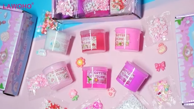 videoframe_4109 6-Pack Pink Slime Kit for Girls, Cloud Butter Squishy Birthday Gift Set | Party favor, goodie bag stuffer, Easter basket filler and sensory toy for kids