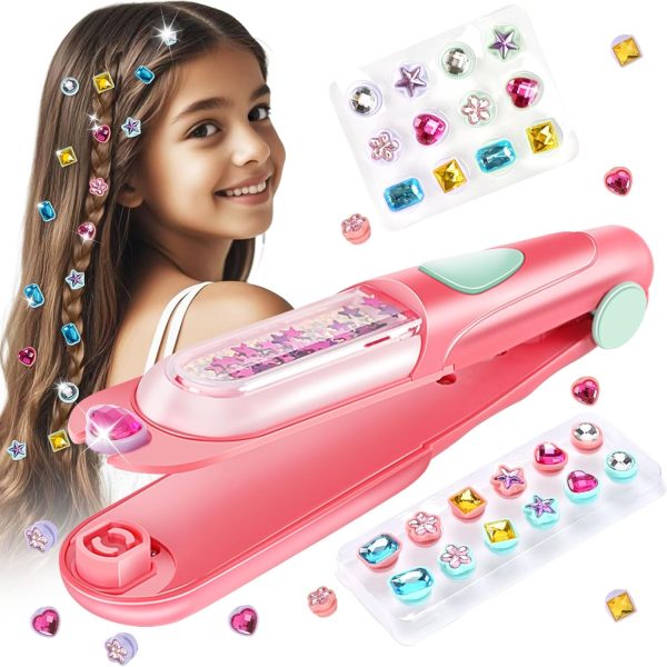 Hair Gem Stamper Kit, Birthday Gifts Toys for Girls Ages 3 4 5 6 8-12 | Bling Hair Jewels for Girls Toys, Hair Styling Tool with Reusable Shining Diamonds