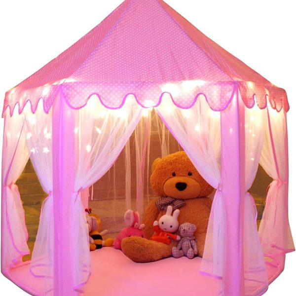 Monobeach Princess Tent Girls Large Playhouse Kids Castle Play Tent with Star Lights Toy for Children Indoor and Outdoor Games