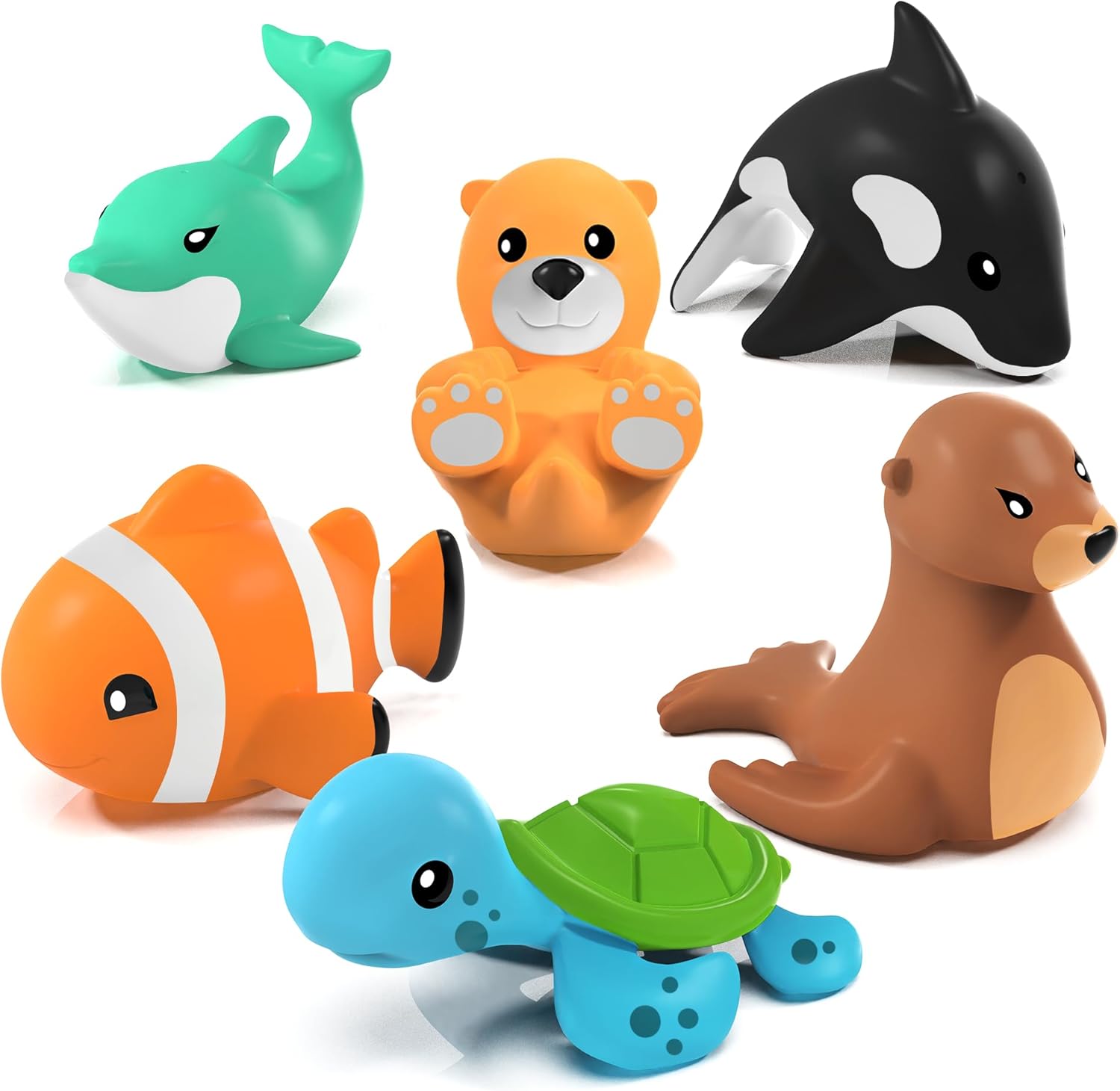 71z9-lNc8iL._AC_SL1500_ Tub Works® Marine™ Mold Free Bath Toys, 6 Pack | Sealed, No Hole Bath Toys Design Keeps Moisture Out | Soft, Squeezable & Float on Water
