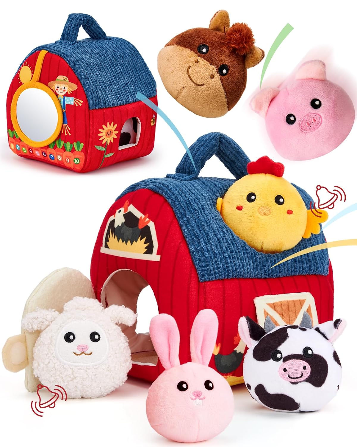 plush main title pic Hahaland Farm Animal Sensory Plush Toy Set