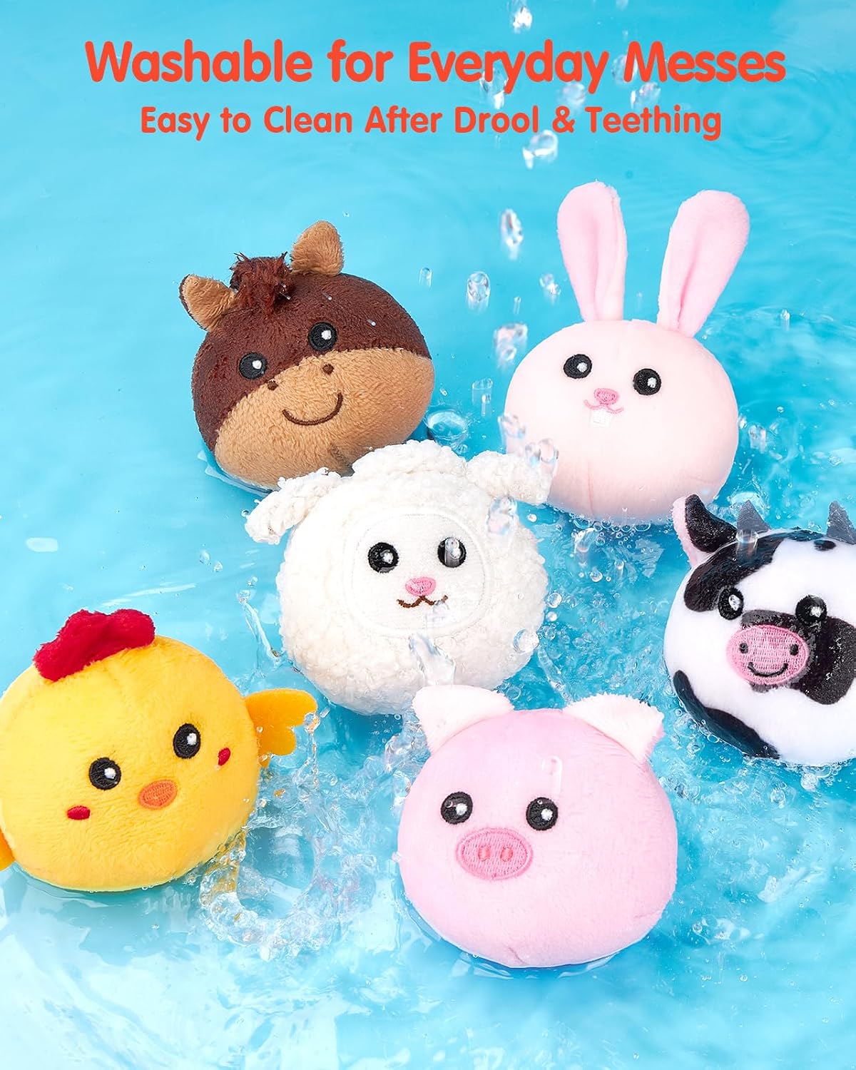 plush washable Hahaland Farm Animal Sensory Plush Toy Set
